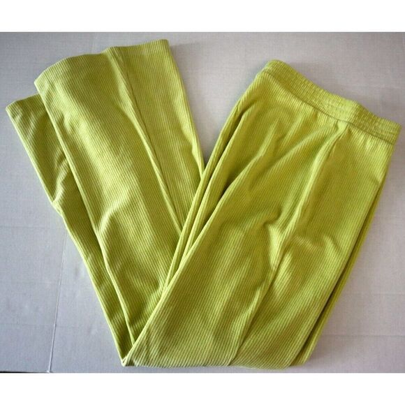 Aerie Women's Sz Medium Batalia Green Groove-On Ribbed Velour Flare Leg Pants - Picture 10 of 12